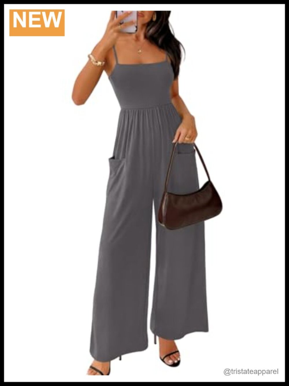MEROKEETY Spaghetti Strap Wide Leg Jumpsuit Sleeveless Summer Casual Romper